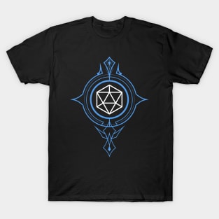 Vintage Geometric Blue Polyhedral D20 Dice T-Shirt